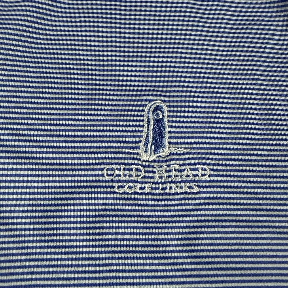 Kjus Old Head Golf Links Polo Mens XL Blue Striped Soren Performance UPF 50+ - Picture 2 of 9